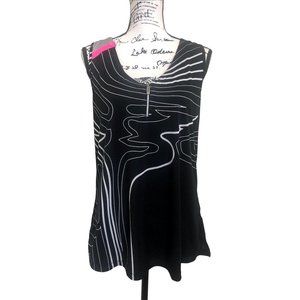 Jamie Sadock Women's Sleeveless Top Racerback Sheer Golf Black White XL